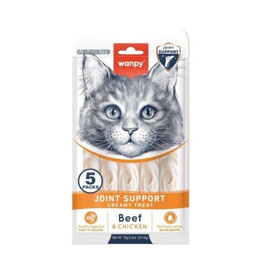 Wanpy Bone Support Sığır Eti Ve Tavulu Sıvı Krema Kedi Ödülü 5X14 GR | SRC: Barcode: 6927749871774